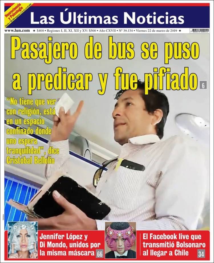 Portada de Las Últimas Noticias (Chile)