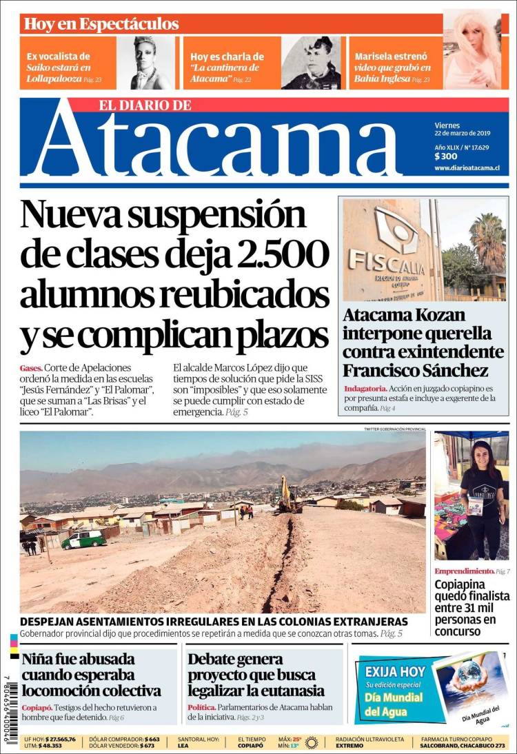 Portada de Diario de Atacama (Chile)