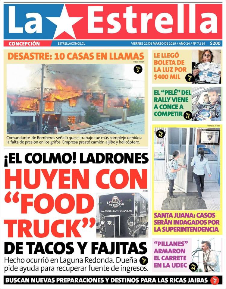 Portada de La Estrella de Concepción (Chile)