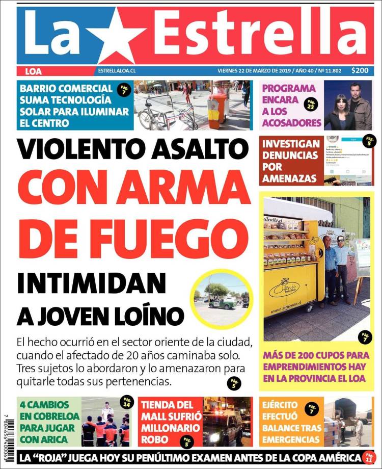 Portada de La Estrella de Loa (Chile)