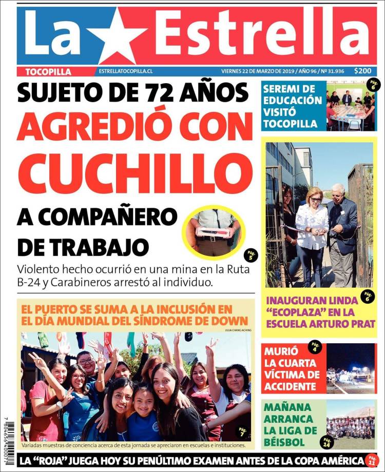 Portada de La Estrella de Tocopilla (Chile)