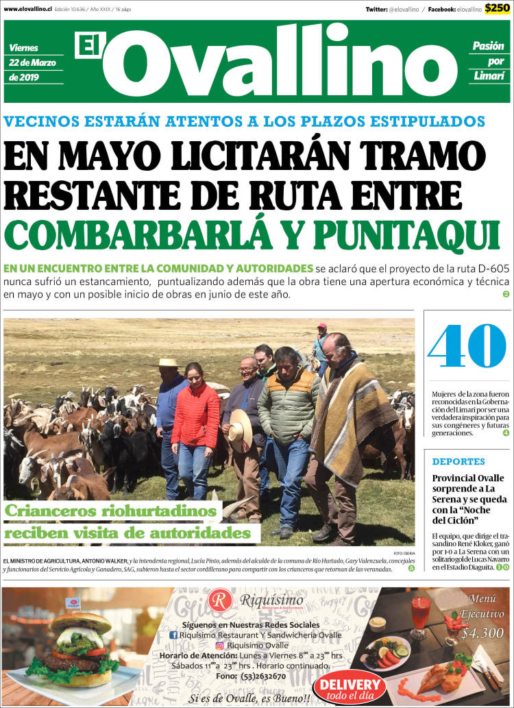 Portada de El Ovallino (Chile)