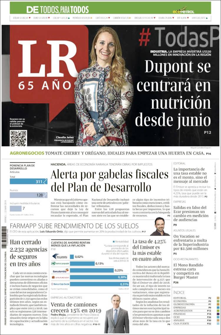 Portada de La Republica (Colombia)