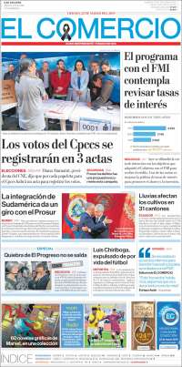 Portada de El Comercio (Ecuador)