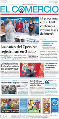 Portada de El Comercio (Ecuador)