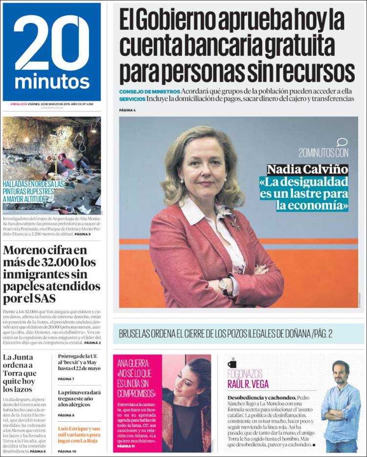 Portada de 20 Minutos - Malaga (España)