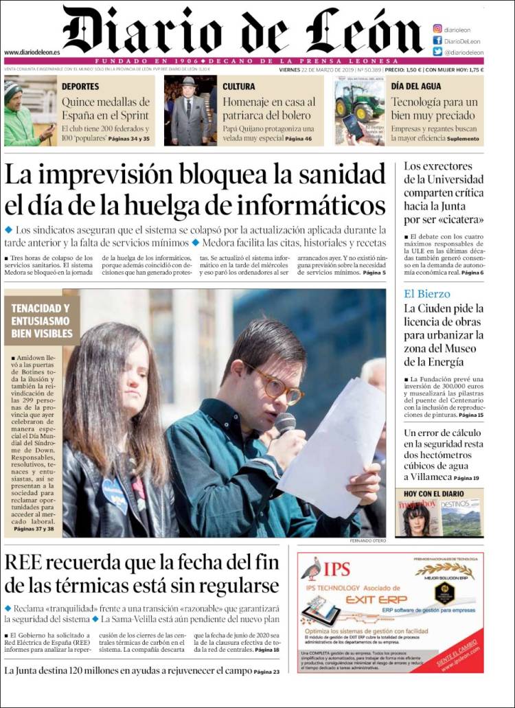 Portada de Diario de León (España)