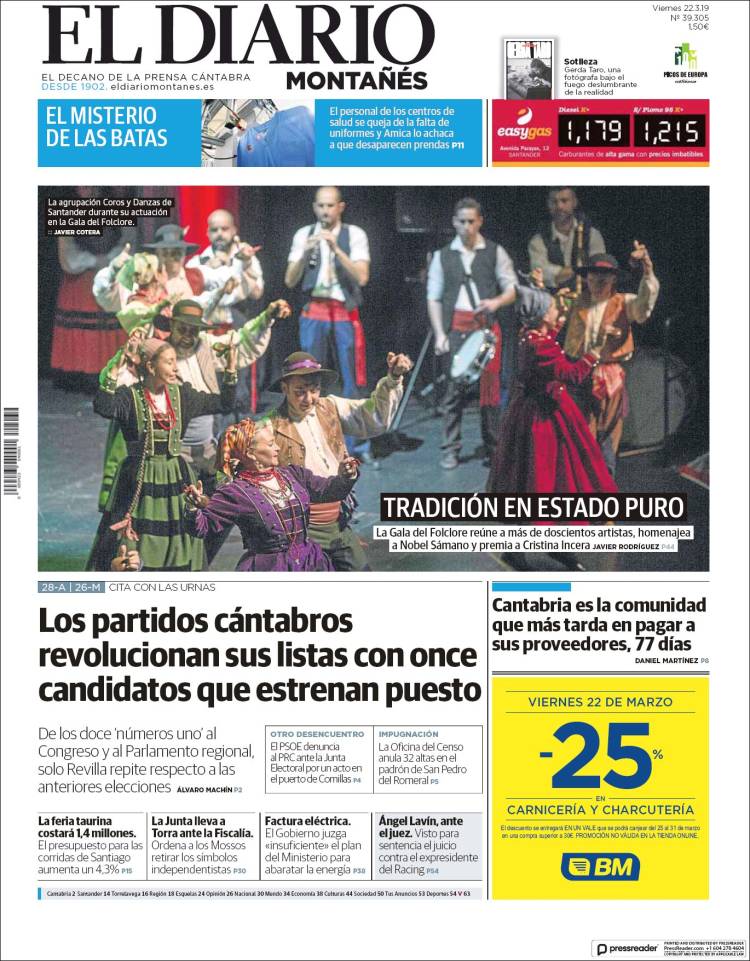 Portada de El Diario Montañés (España)