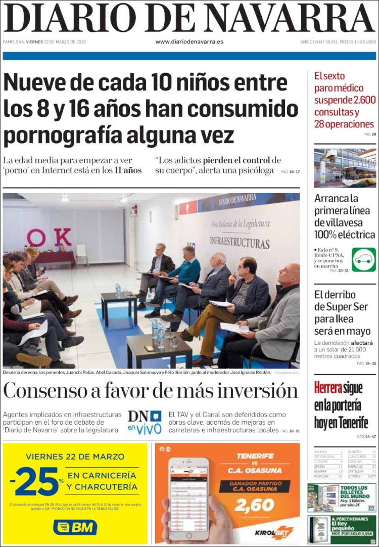 Portada de Diario de Navarra (España)