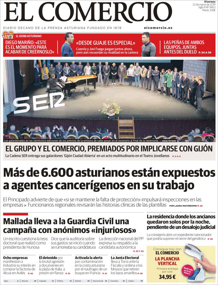 Portada de El Comercio (España)