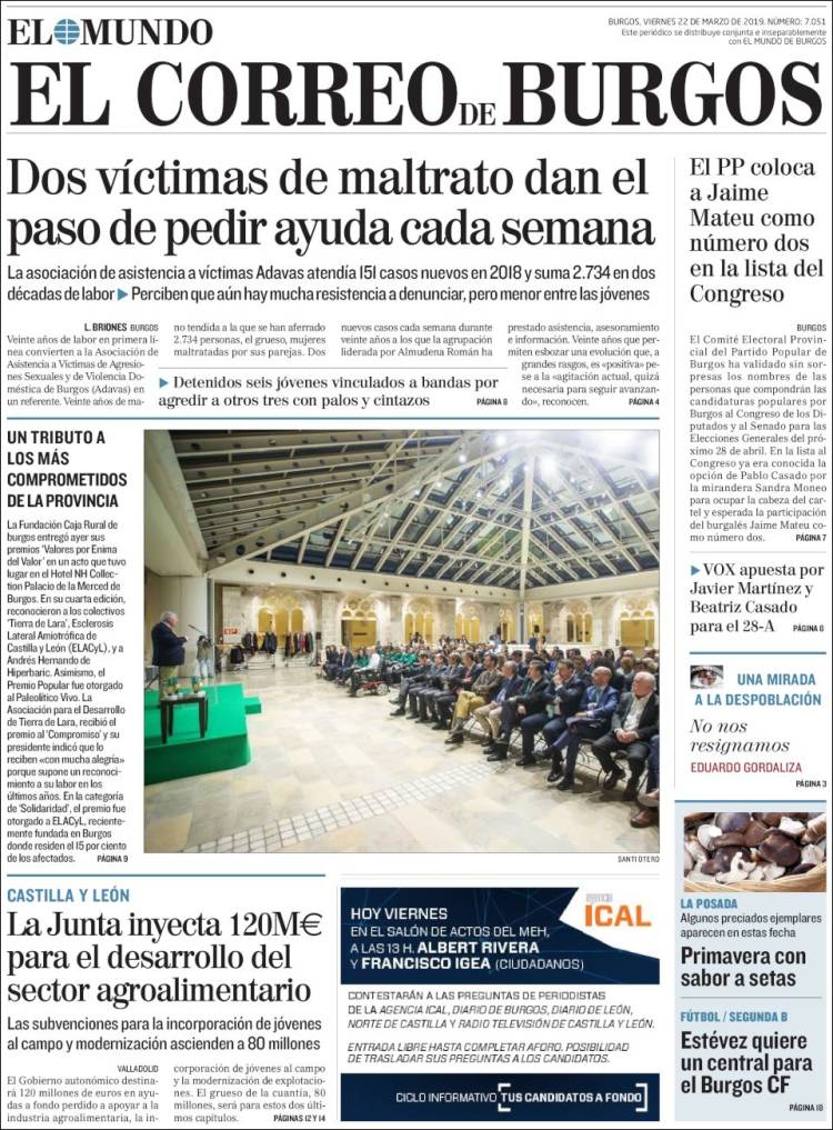 Portada de El Correo de Burgos (España)