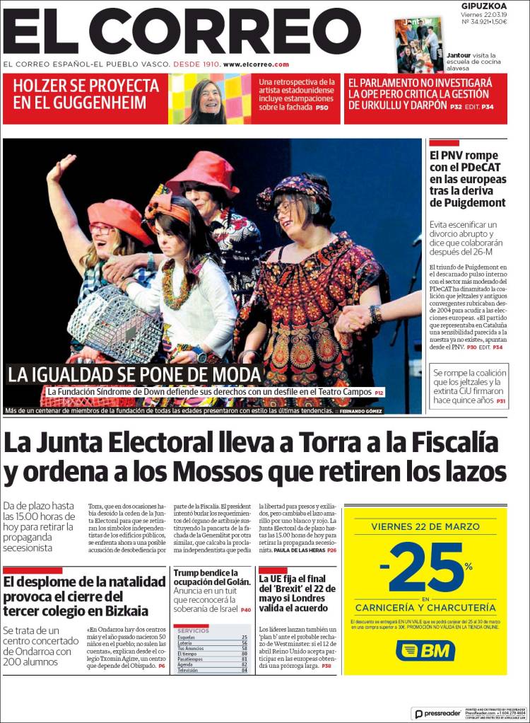 Portada de El Correo - Guipuzcoa (España)