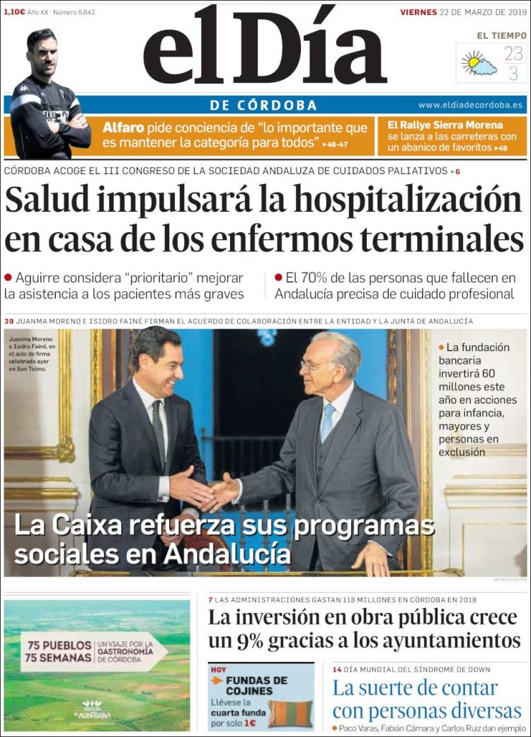 Portada de El Día de Córdoba (España)