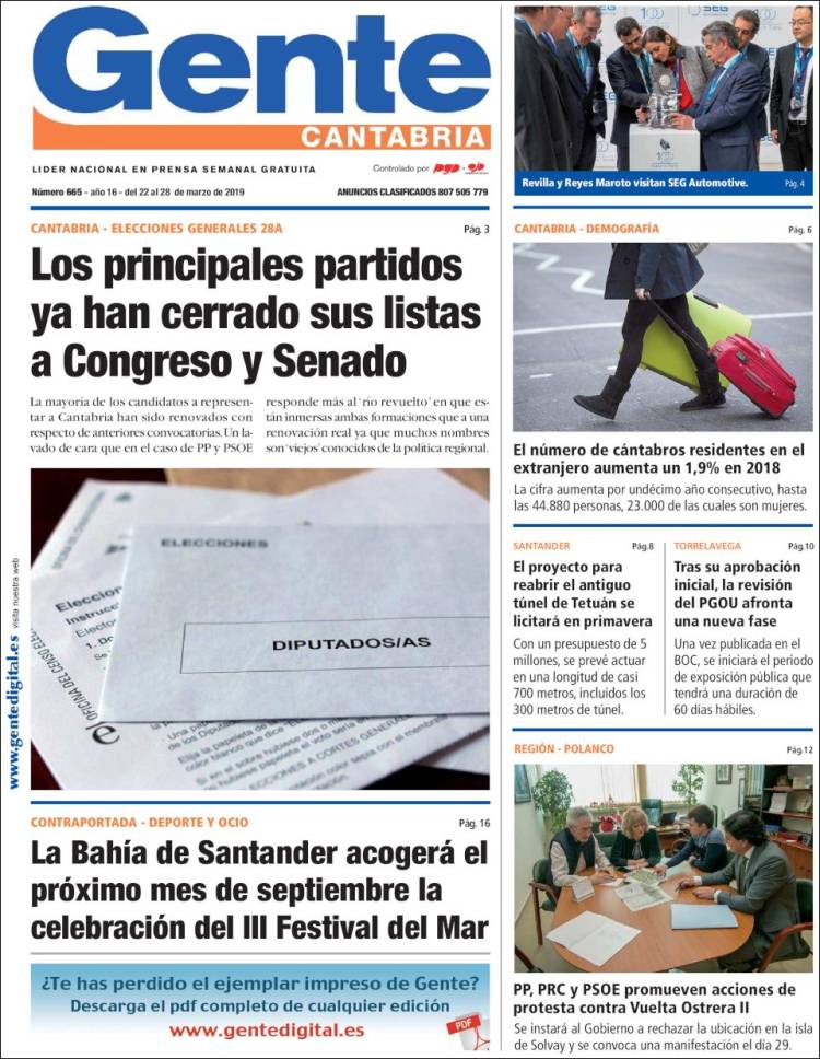 Portada de Gente en Santander (España)