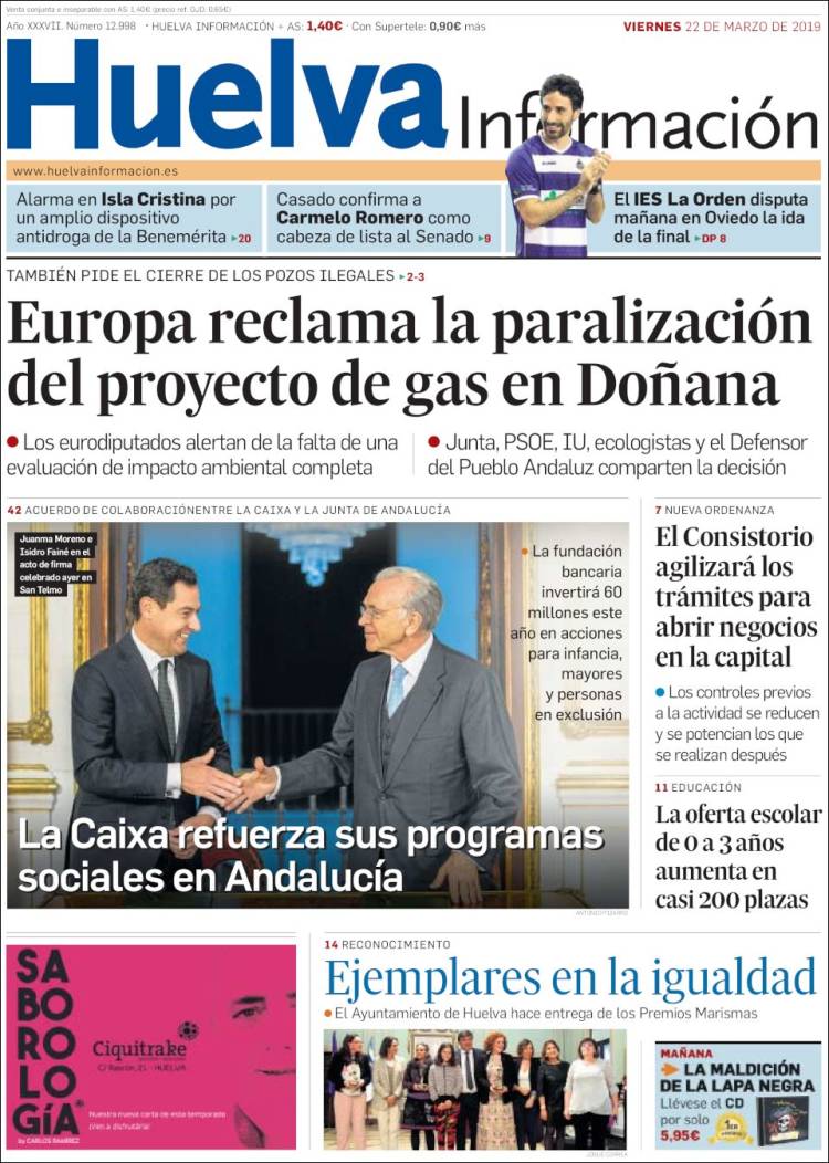 Portada de Huelva Información (España)