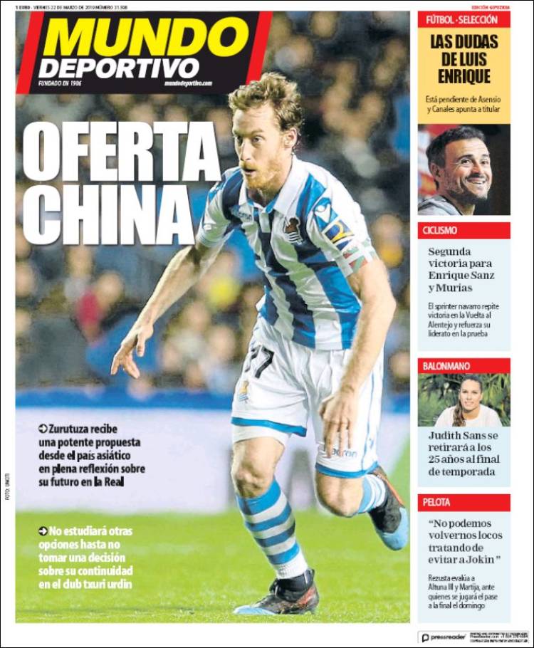 Portada de Mundo Deportivo Gipuzkoa (España)