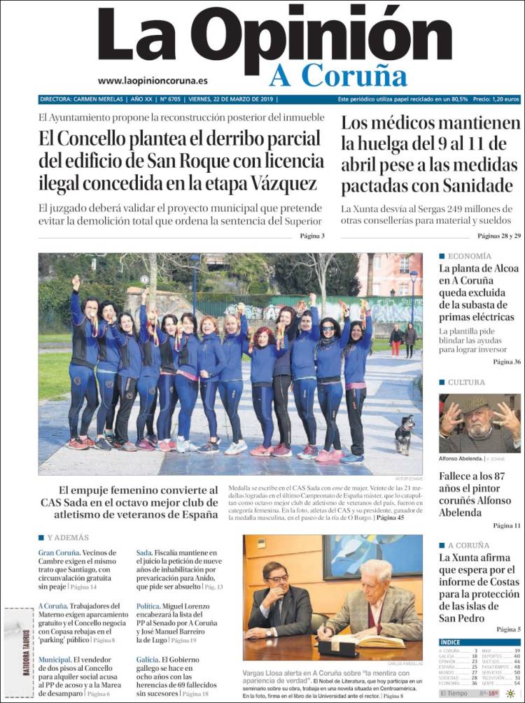 Portada de La Opinión de A Coruña (España)