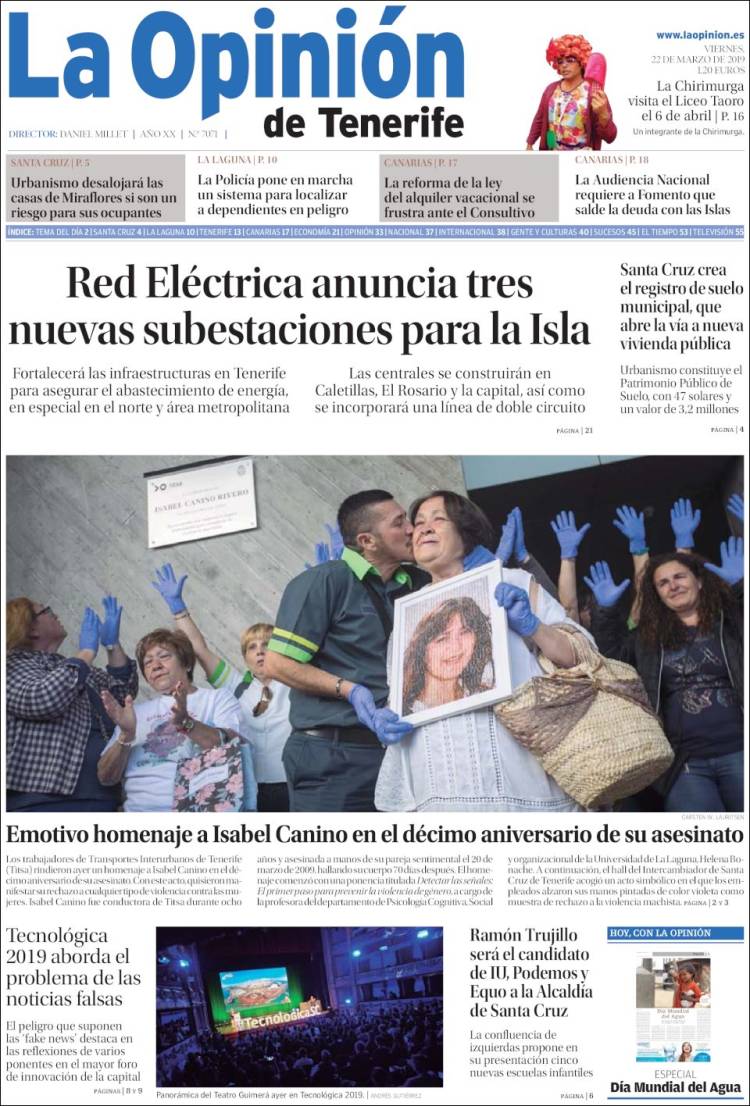 Portada de La Opinión de Tenerife (España)