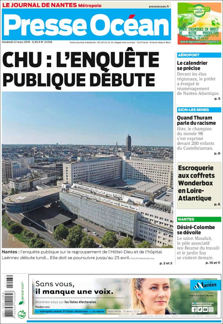 Portada de Presse Ocean (Francia)