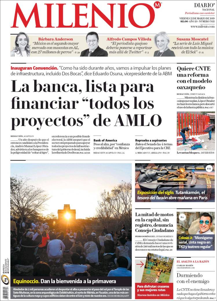 Portada de Milenio (M&eacute;xico)