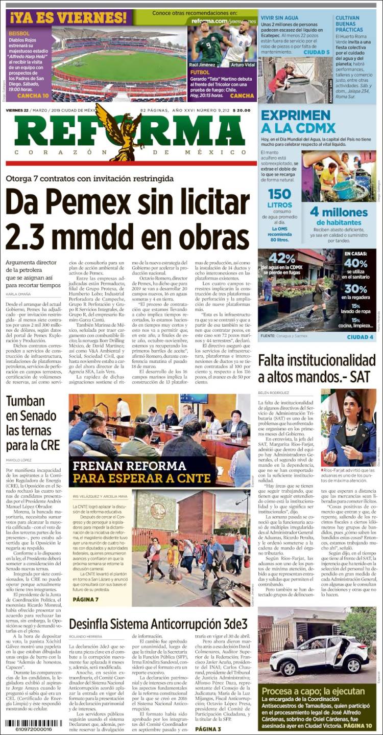 Portada de Reforma (M&eacute;xico)