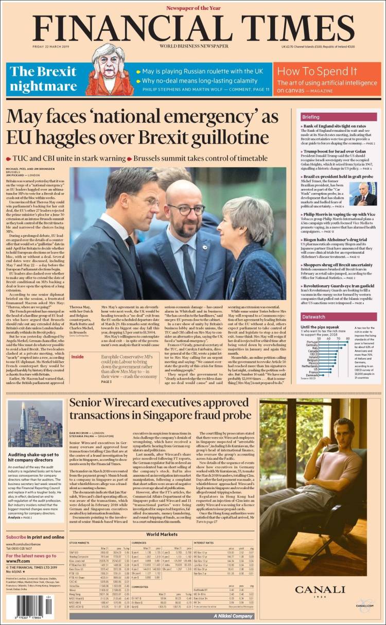 Portada de Financial Times (Reino Unido)