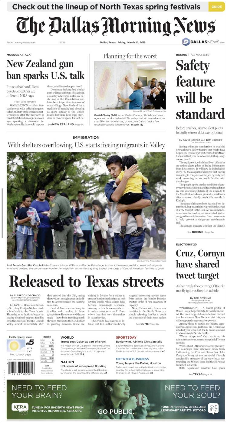 Portada de Dallas Morning News (USA)