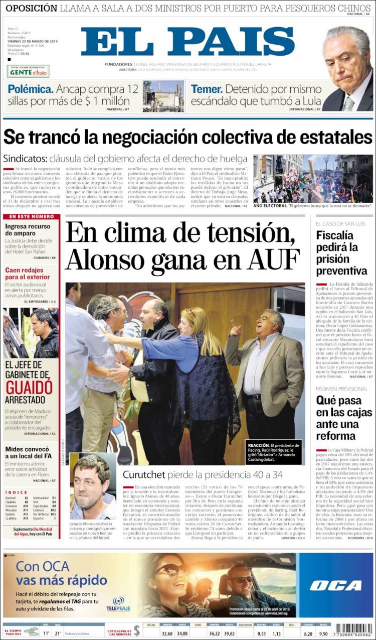 Portada de El País (Uruguay)