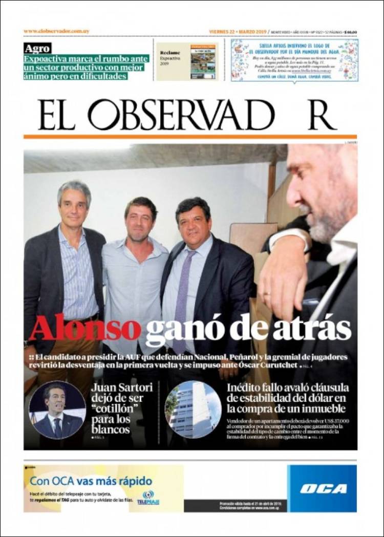 Portada de El Observador (Uruguay)