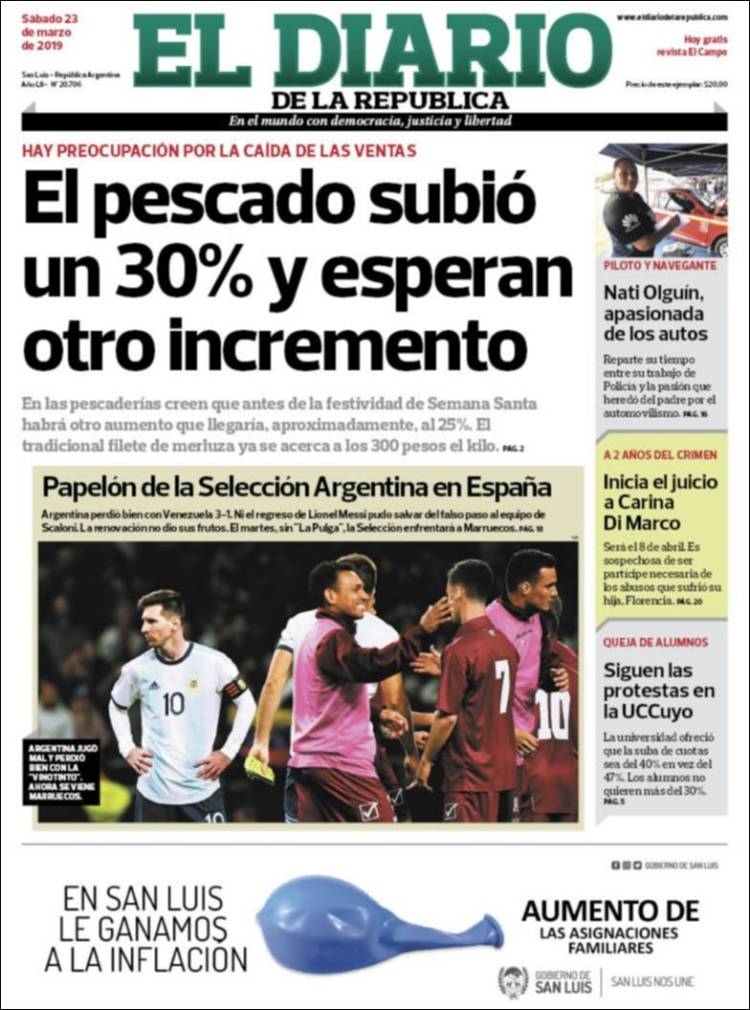 Portada de Diario de la República (Argentina)
