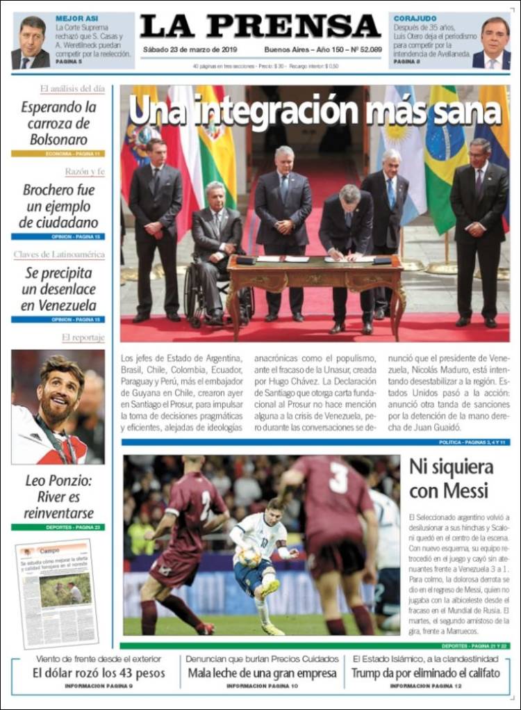 Portada de La Prensa (Argentina)