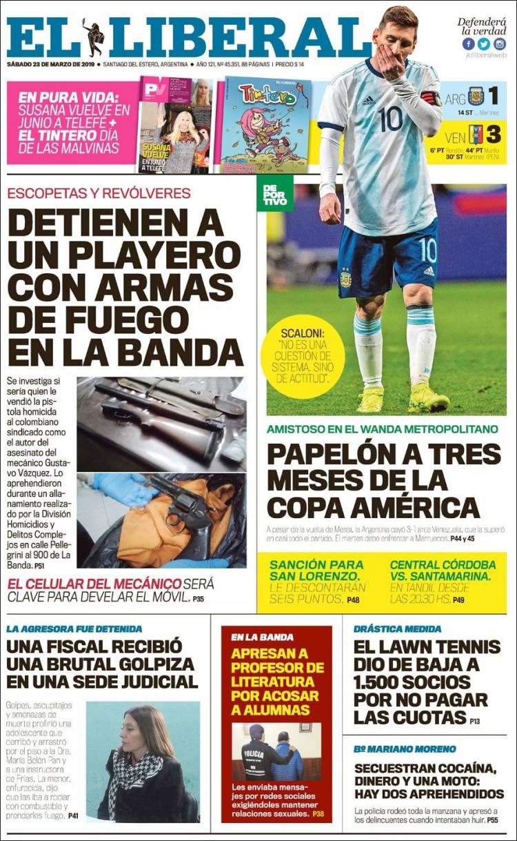 Portada de Diario El Liberal (Argentina)