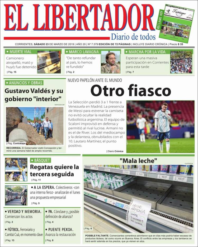 Portada de Diario El Libertador (Argentina)