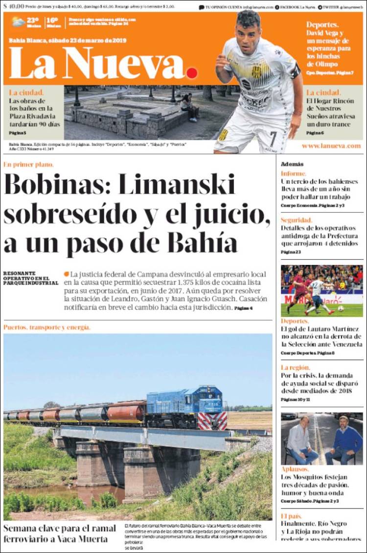 Portada de La Nueva Provincia (Argentina)