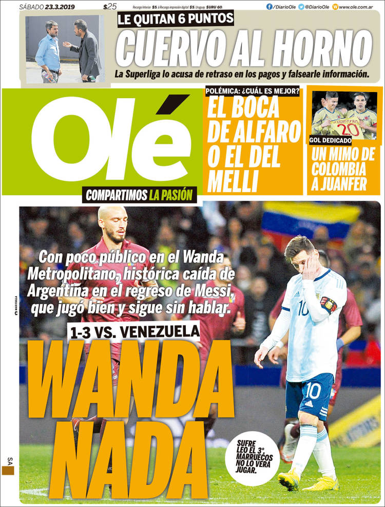 Portada de Olé (Argentina)