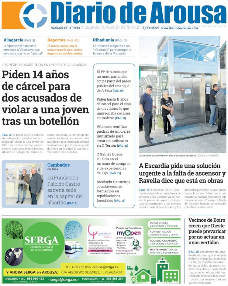 Portada de Diario de Arousa (Espa&ntilde;a)