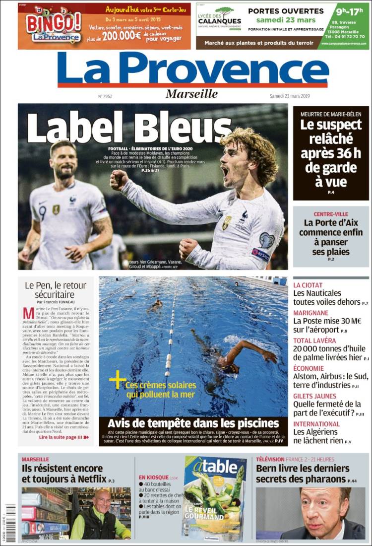 Portada de La Provence (Francia)