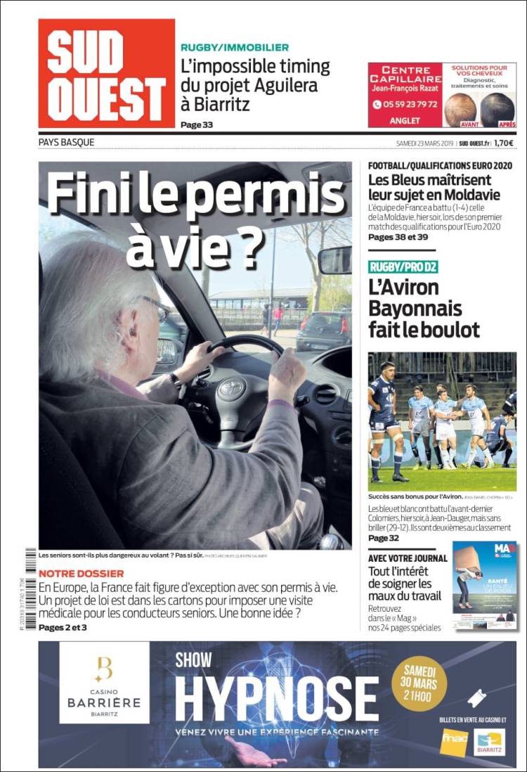 Portada de Sud Ouest (Francia)