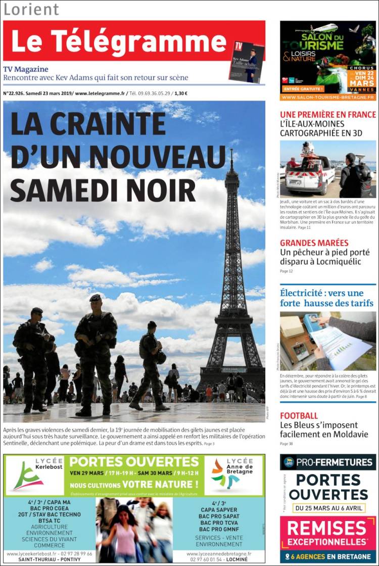 Portada de Télégramme (Francia)