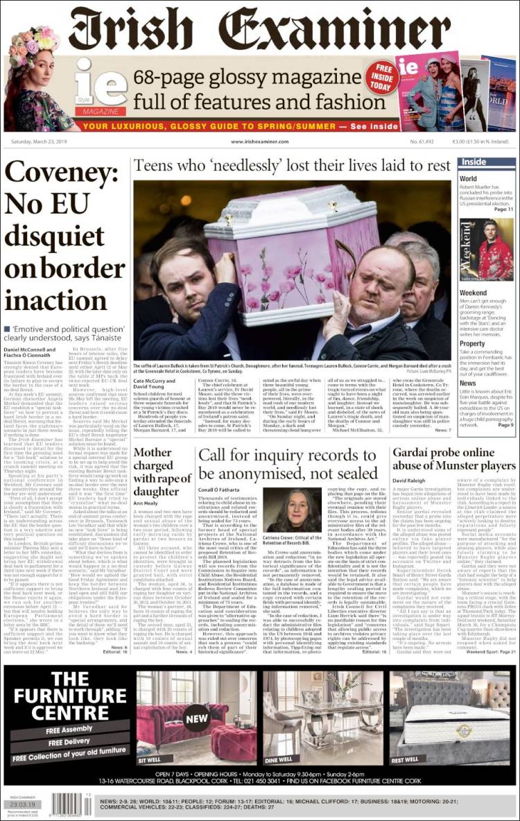 Portada de Irish Examiner (Irlanda)