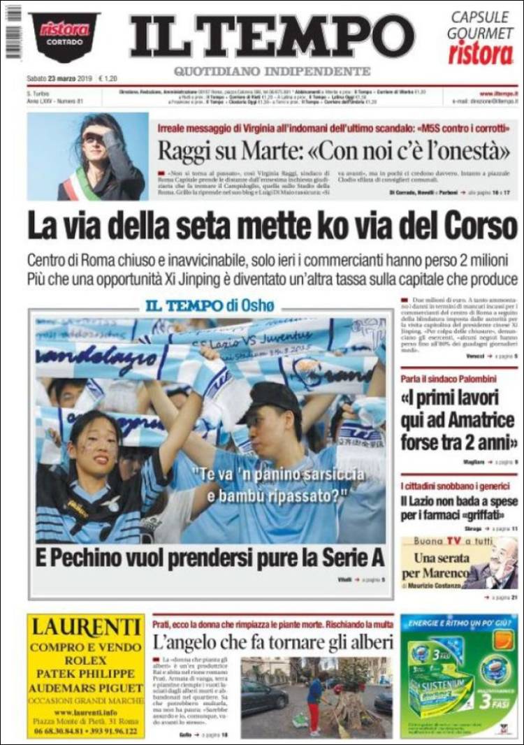 Portada de Il Tempo (Italia)