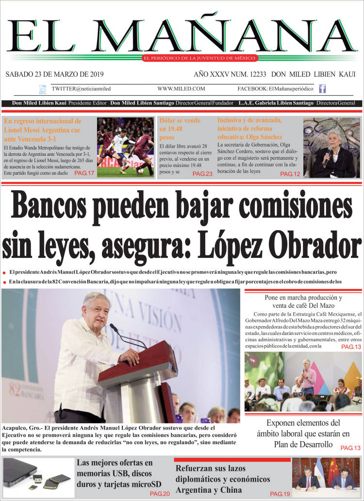 Portada de El Mañana de Toluca (M&eacute;xico)