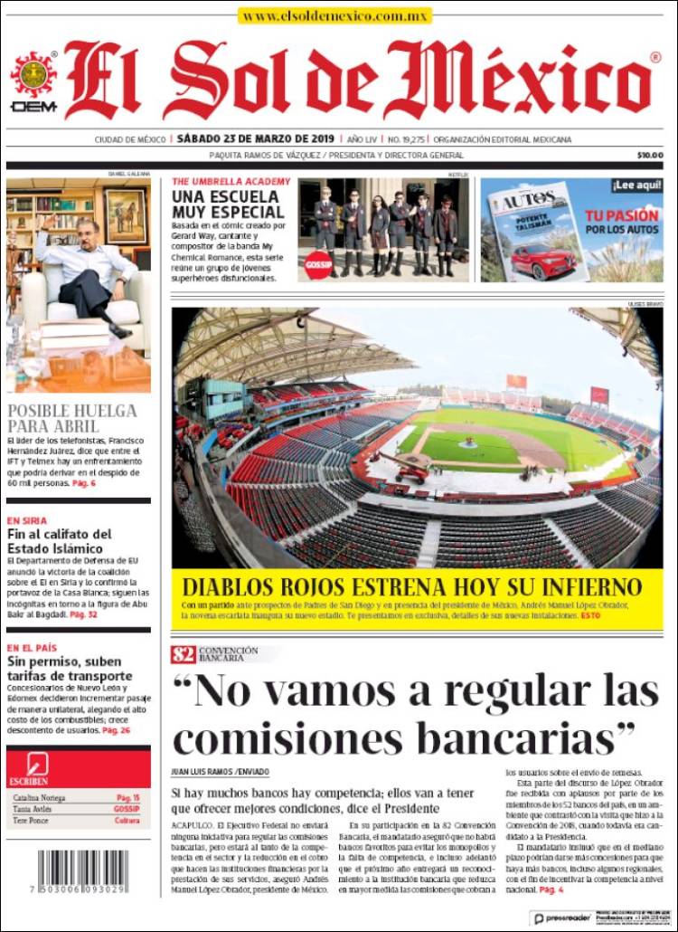 Portada de El Sol de México (M&eacute;xico)