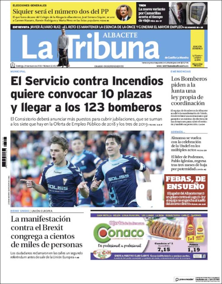 Portada de La Tribuna de Albacete (España)