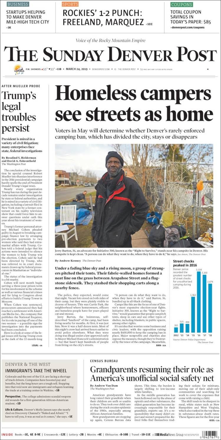 Portada de The Denver Post (USA)