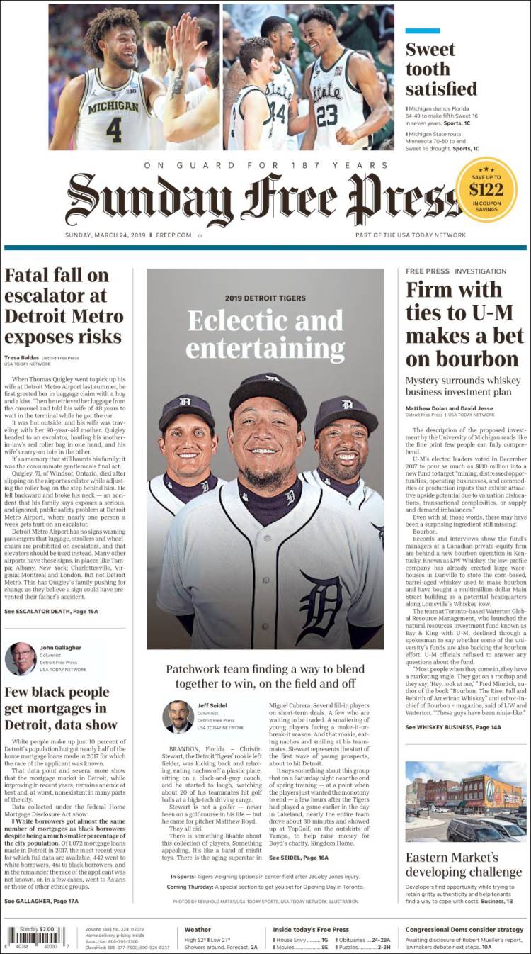 Portada de Detroit Free Press (USA)