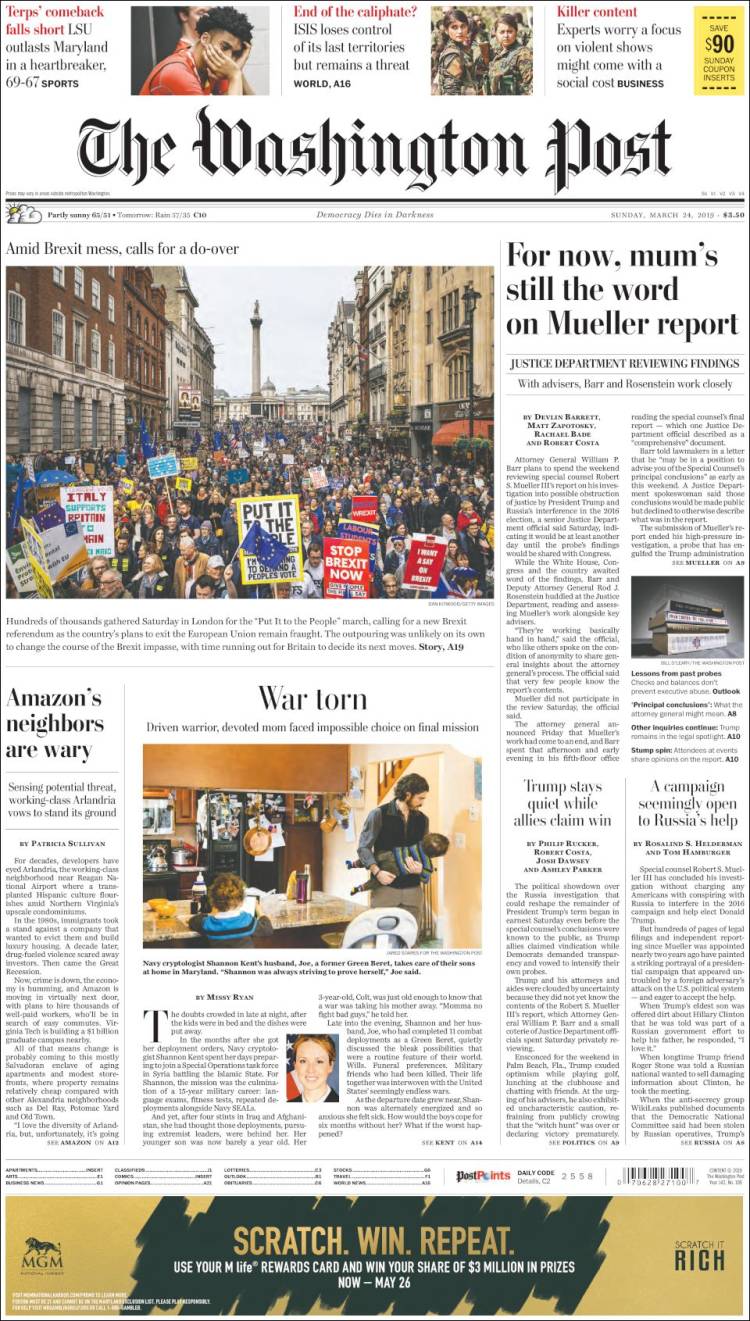 Portada de The Washington Post (USA)