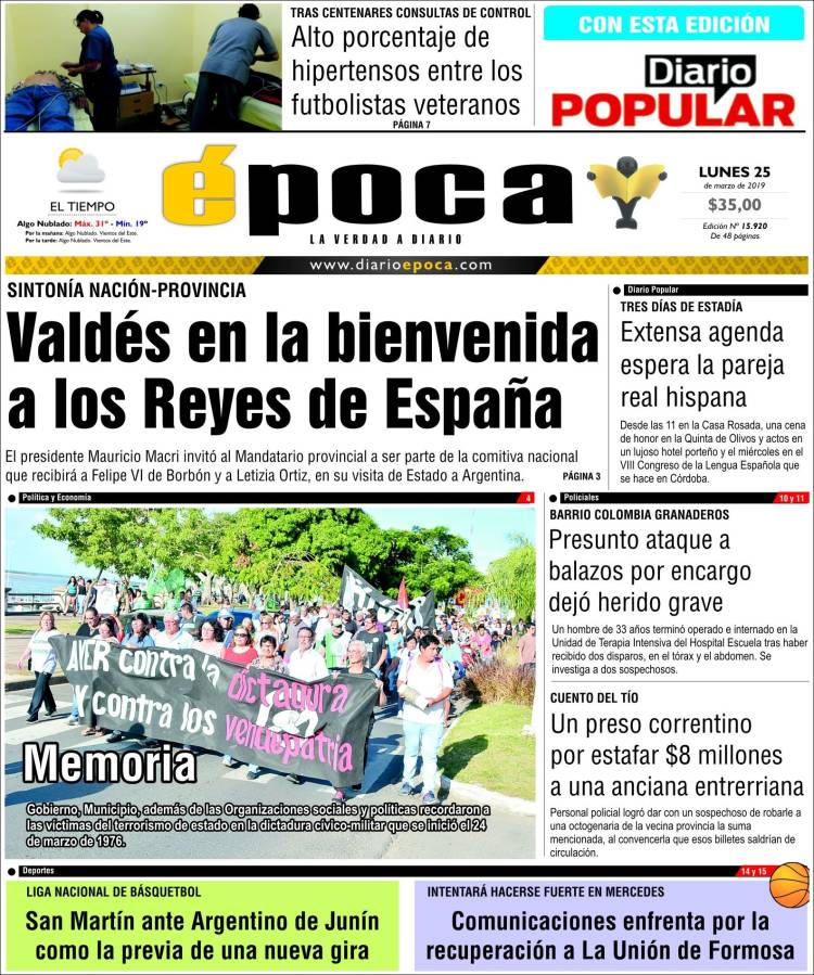 Portada de Diario Época (Argentina)