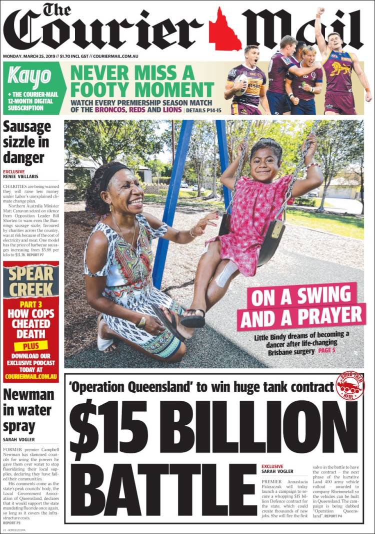 Portada de The Courier-Mail (Australia)