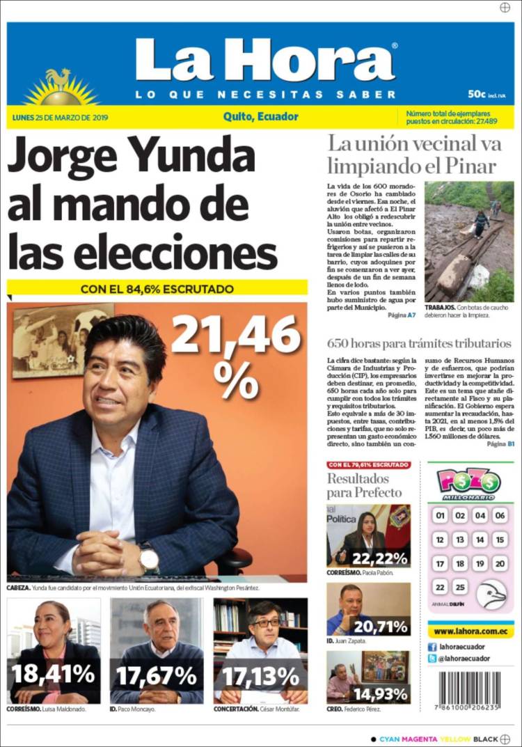 Portada de La Hora - Ecuador (Ecuador)